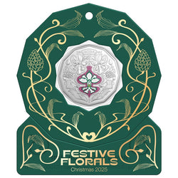 50c 2025 Christmas Festive Florals Coloured UNC - Set of 5