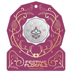 50c 2025 Christmas Festive Florals Coloured UNC - Set of 5