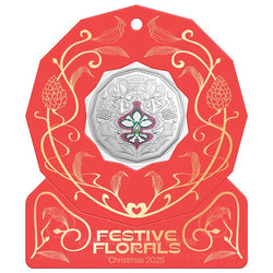 50c 2025 Christmas Festive Florals Coloured UNC - Set of 5