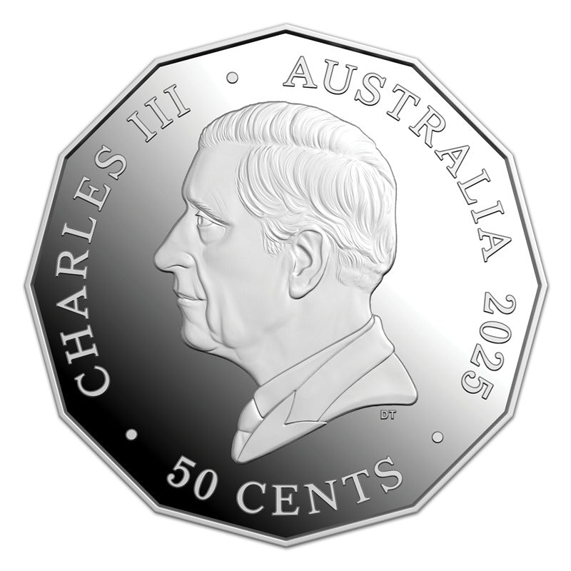 50c 2025 Christmas Festive Florals Coloured Silver Proof