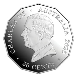 50c 2025 Christmas Festive Florals Coloured Silver Proof