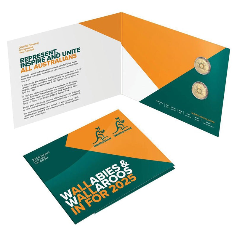$2 2025 Wallabies & Wallaroos Two Coin Set UNC