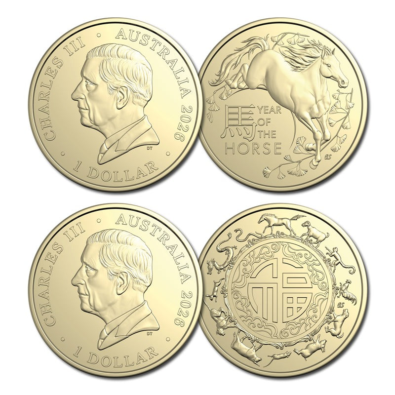 $1 2026 Year of the Horse 2 Coin Set UNC