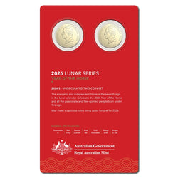 $1 2026 Year of the Horse 2 Coin Set UNC