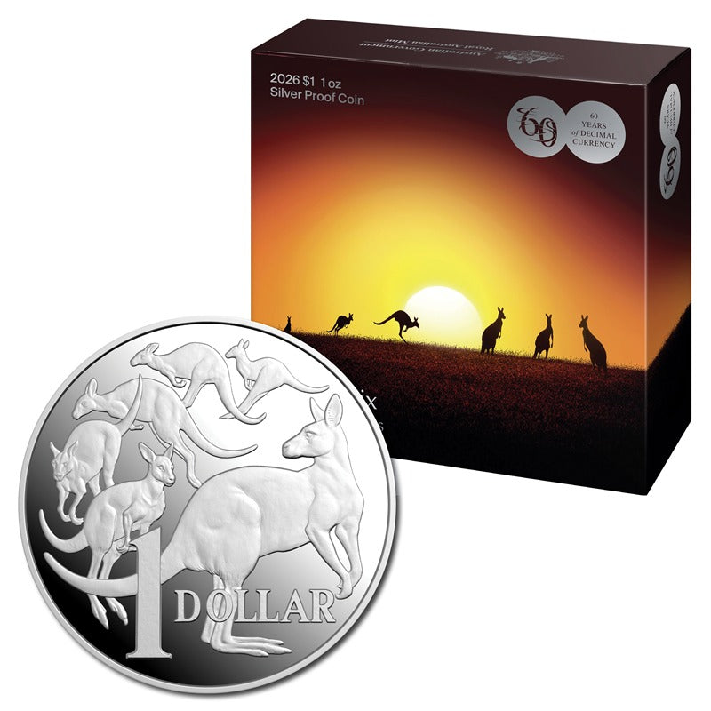 $1 2026 Mob of Six Kangaroo Series 1oz Silver Proof - LIMIT 1