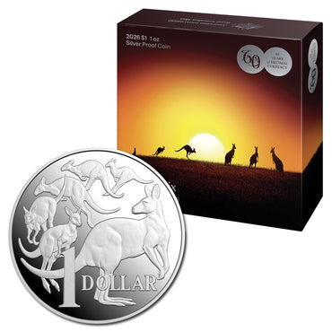 $1 2026 Mob of Six Kangaroo Series 1oz Silver Proof - LIMIT 1