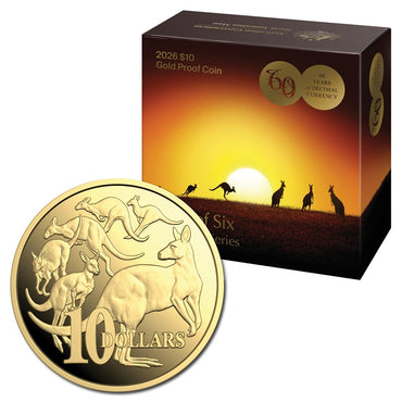 $10 2026 Mob of Six Kangaroo Series 1/10oz Gold Proof