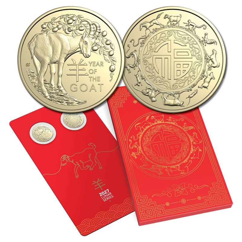 $1 2027 Year of the Goat Two Coin Set UNC