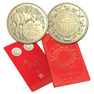 $1 2027 Year of the Goat Two Coin Set UNC