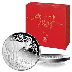$5 2027 Year Of The Goat 1oz Silver Proof Domed