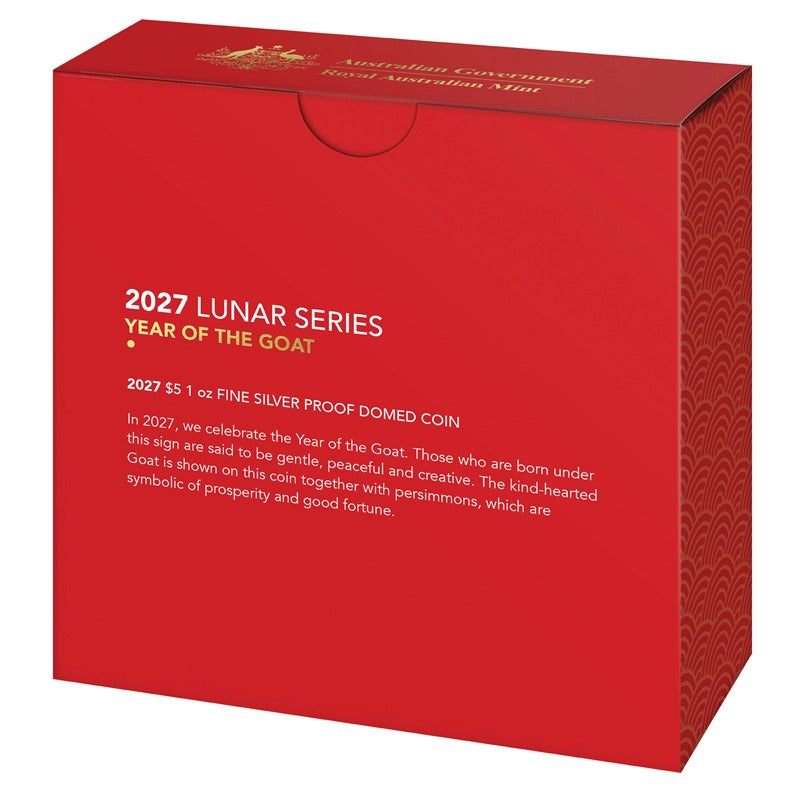 $5 2027 Year Of The Goat 1oz Silver Proof Domed