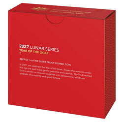 $5 2027 Year Of The Goat 1oz Silver Proof Domed