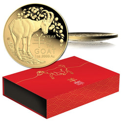 $100 2027 Year Of The Goat 1oz Gold Proof Domed