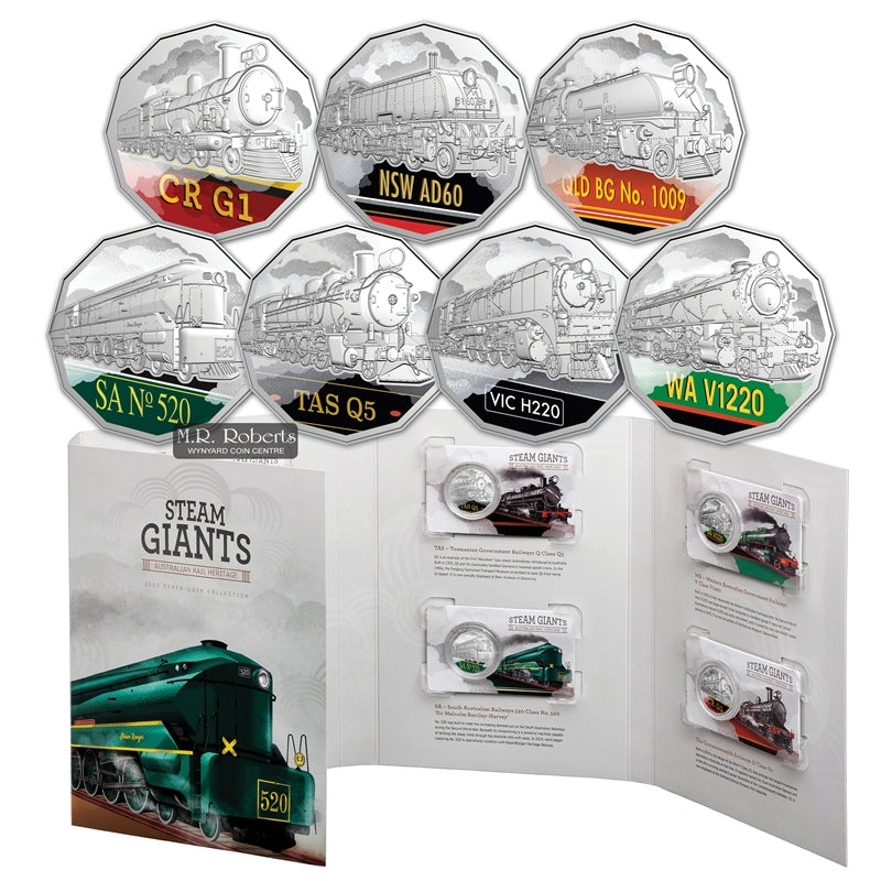 50c 2025 Steam Train Giants Seven Coin Set