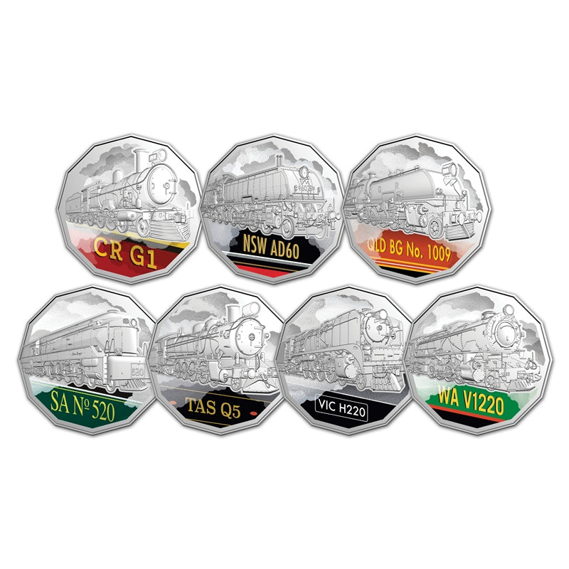 50c 2025 Steam Train Giants Seven Coin Set