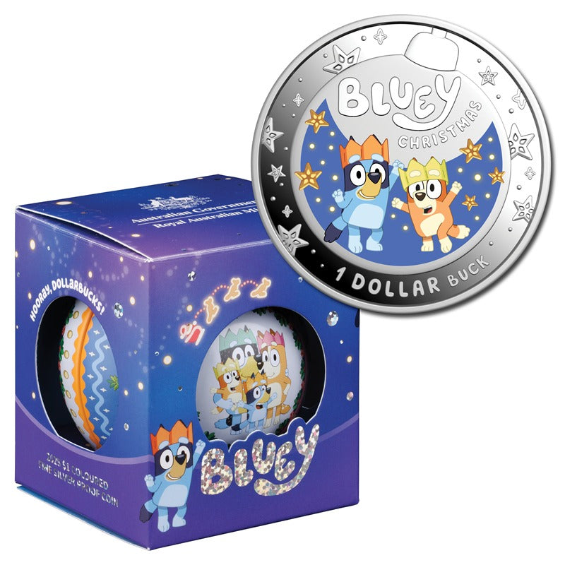 $1 2025 Bluey Christmas Coloured Fine Silver Proof