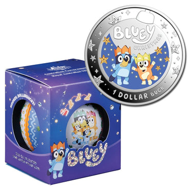 $1 2025 Bluey Christmas Coloured Fine Silver Proof