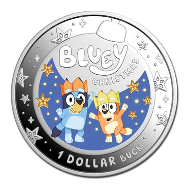 $1 2025 Bluey Christmas Coloured Fine Silver Proof