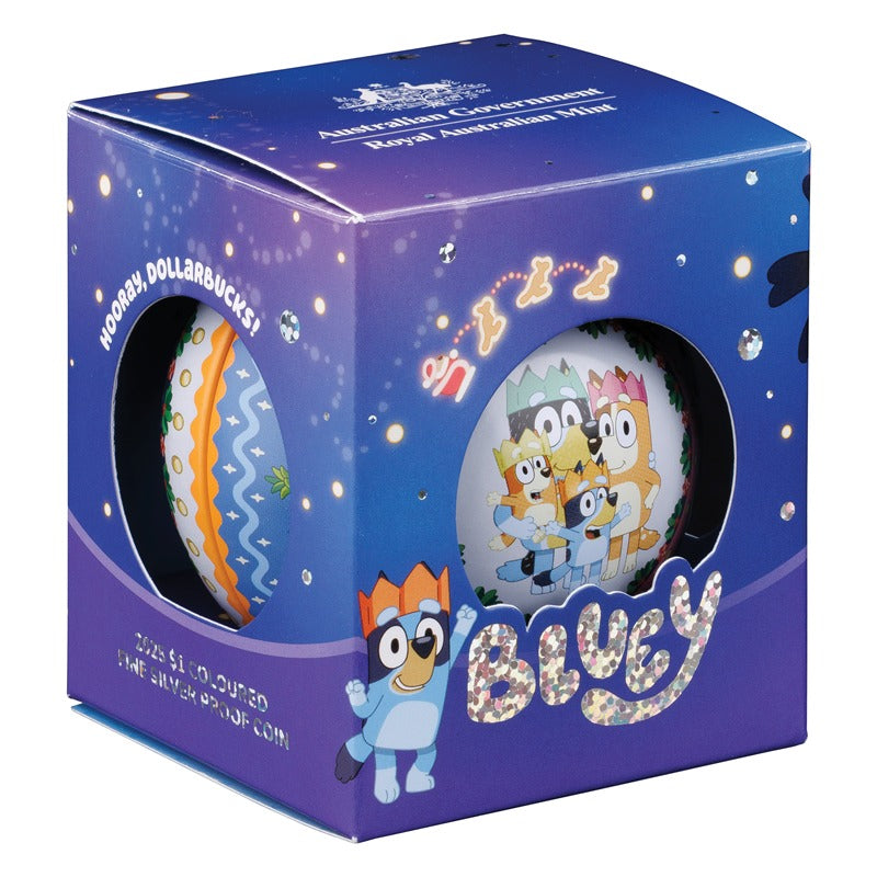 $1 2025 Bluey Christmas Coloured Fine Silver Proof
