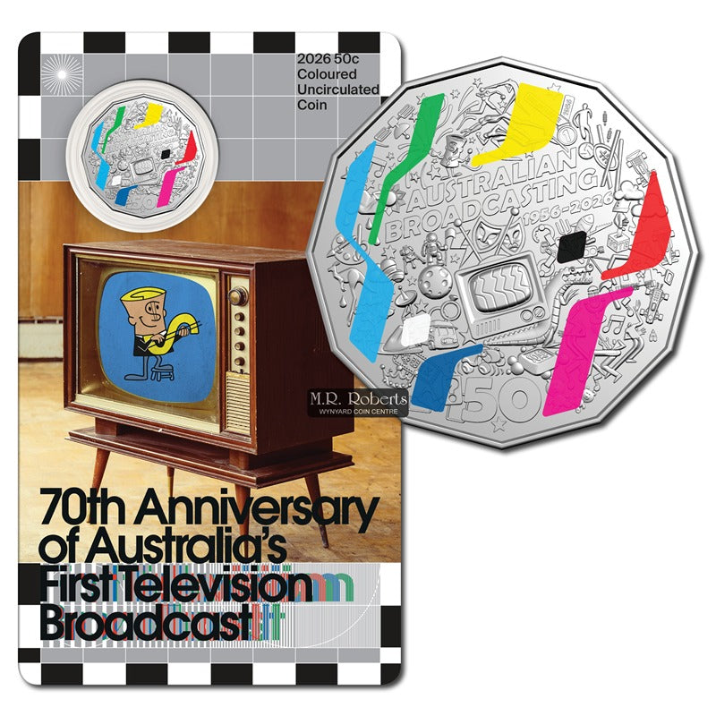 50c 2026 First Television Broadcast Coloured UNC