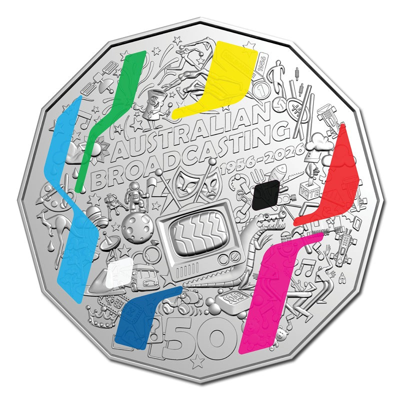 50c 2026 First Television Broadcast Coloured UNC