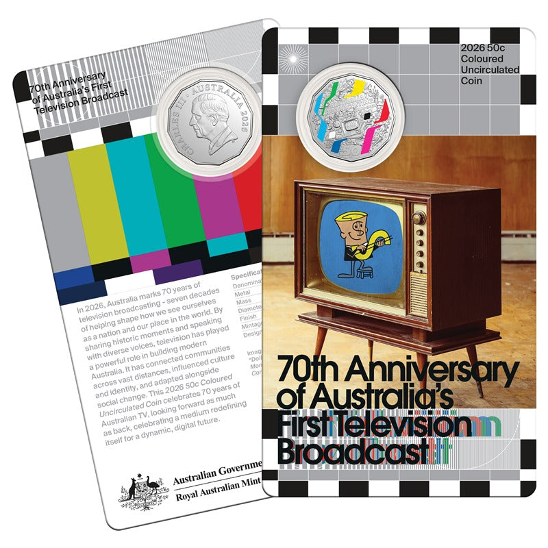 50c 2026 First Television Broadcast Coloured UNC