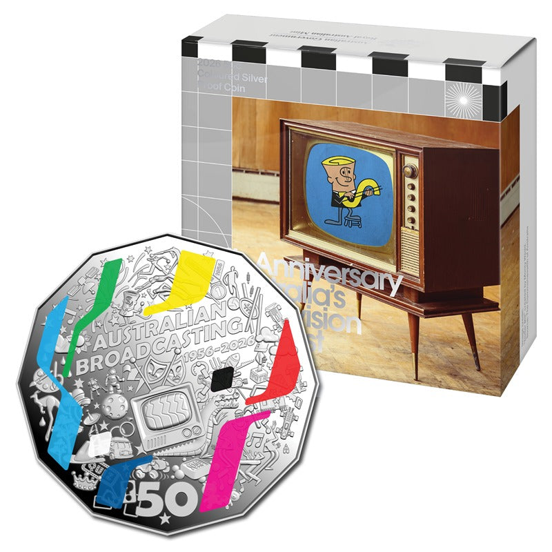 50c 2026 First Television Broadcast Coloured Silver Proof