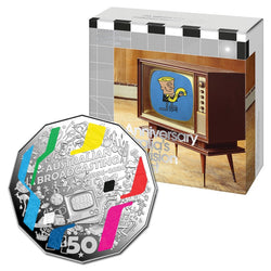 50c 2026 First Television Broadcast Coloured Silver Proof