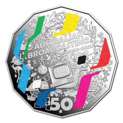 50c 2026 First Television Broadcast Coloured Silver Proof