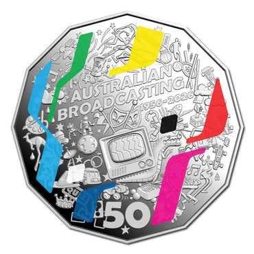 50c 2026 First Television Broadcast Coloured Silver Proof