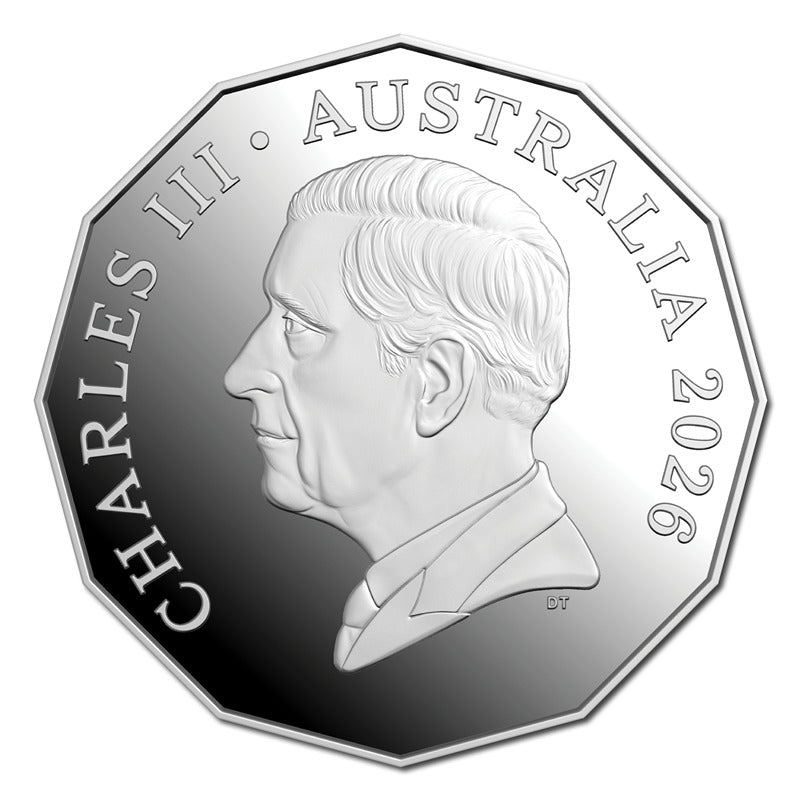50c 2026 First Television Broadcast Coloured Silver Proof