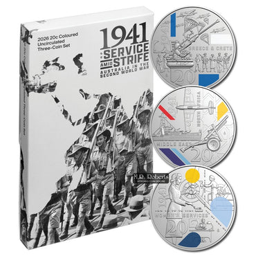 20c 2026 Service Amid Strife 1941 3 Coin UNC Set