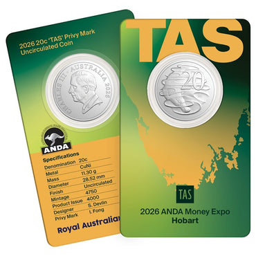 20c 2026 State Series 'TAS' Privy Mark - Hobart ANDA Expo