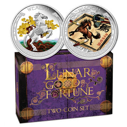 Tuvalu 2014 Lunar Good Fortune 1oz Proof Two Coin Set