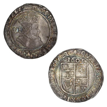England 1605 King James I Silver Sixpence EF S.2658