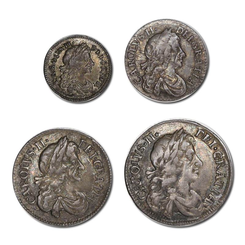 Great Britain 1679 Charles II Silver Maundy Set