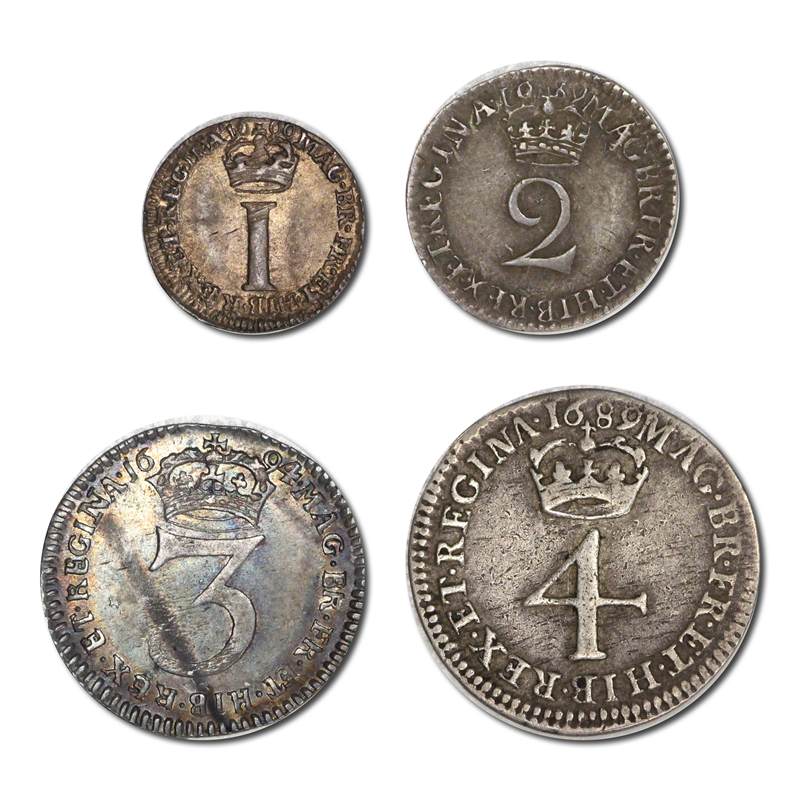 Great Britain 1689-1694 William & Mary Silver Maundy Set