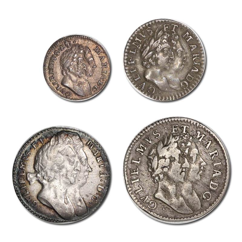 Great Britain 1689-1694 William & Mary Silver Maundy Set