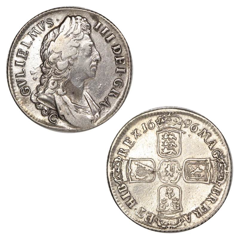 Great Britain 1696 William III Chester Mint Silver Shilling