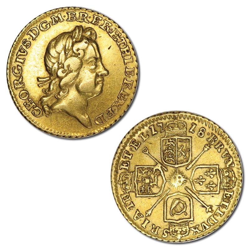 Great Britain 1718 George I Gold Quarter Guinea VF/VF+