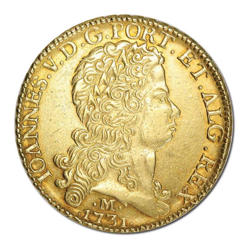 Brazil 1731/0 Gold 12,800 Reis (Johanna) EF