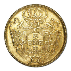 Brazil 1731/0 Gold 12,800 Reis (Johanna) EF