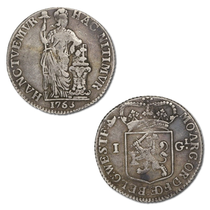 Netherlands 1763 West Friesland Silver 1 Gulden nVF