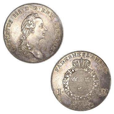 Sweden 1782 Gustav III Silver Riksdaler