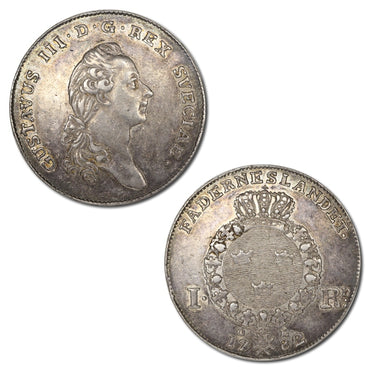 Sweden 1776-1782 Gustav III Silver Riksdaler