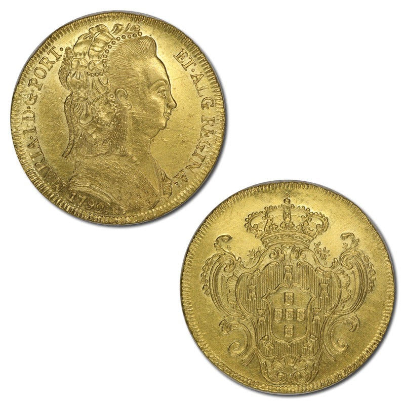 Brazil 1792R Maria I Gold (Half Johanna) 6400 Reis EF+