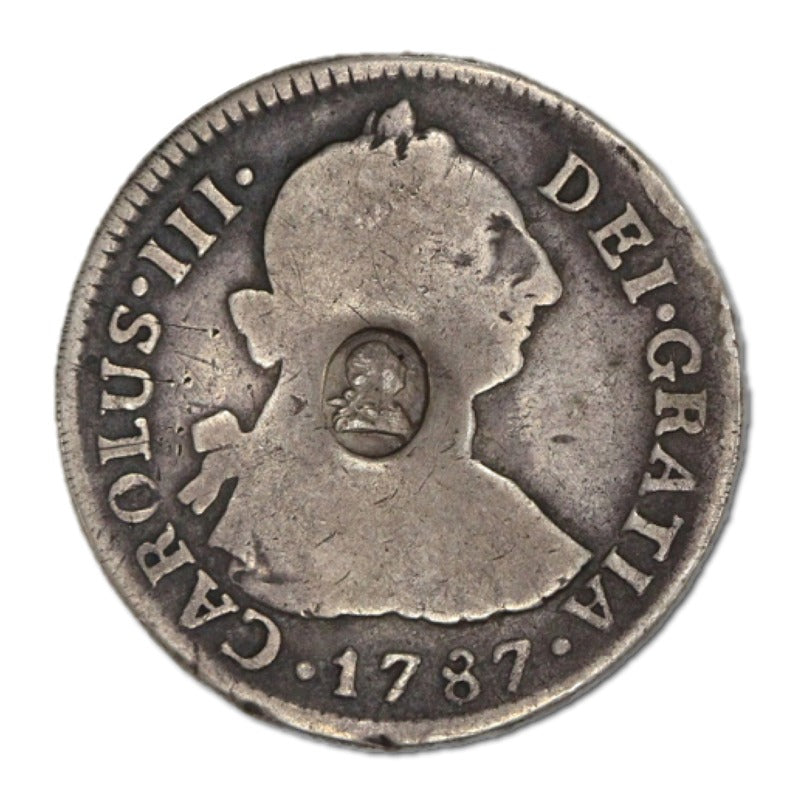 Great Britain (1797) $1/4 Counterstamp on Charles III 1787 2 Reales