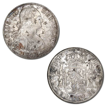 Mexico 1803 Charles IIII Silver 8 Reales with chopmarks VF