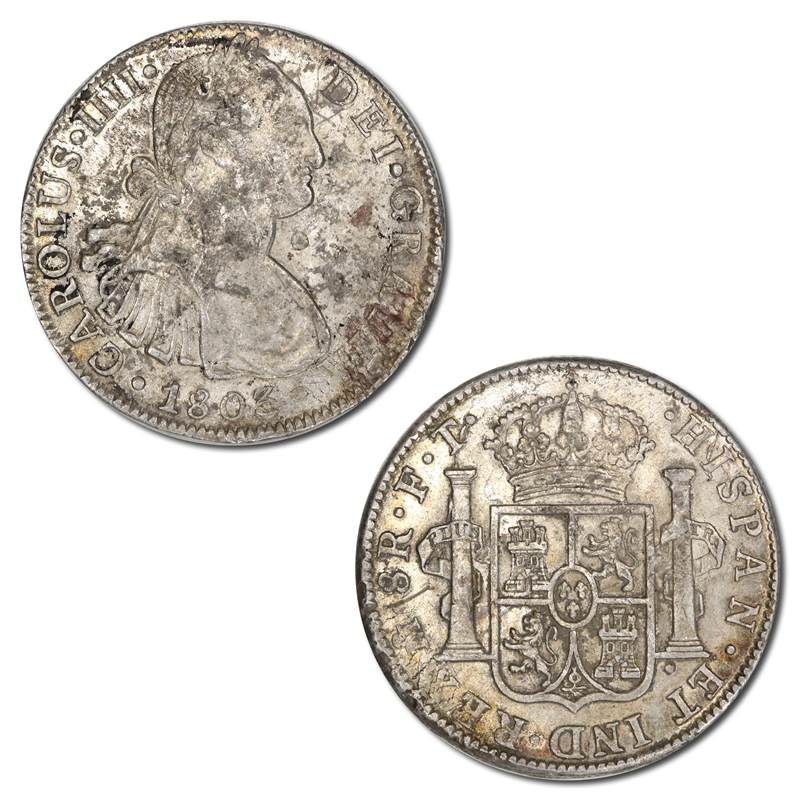 Mexico 1803 Charles IIII Silver 8 Reales with chopmark VF