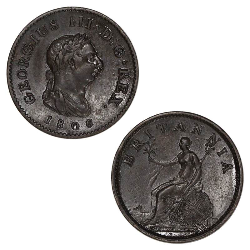 Great Britain 1806 George III Soho Mint Copper Farthing